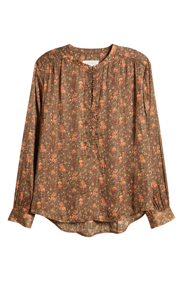 Treasure & Bond Drapey Long Sleeve Top, Alternate, color, Olive- Brown George Floral