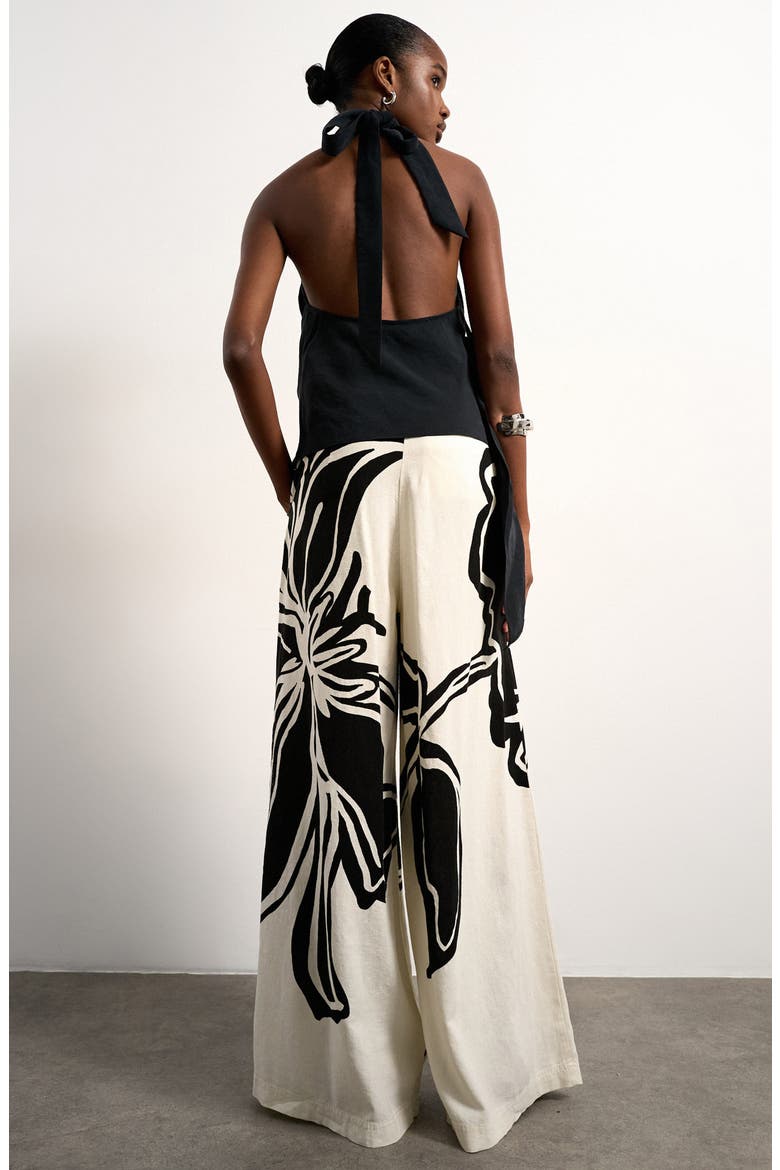 Floral Placement Palazzo Pants, Alternate, color, CREAM