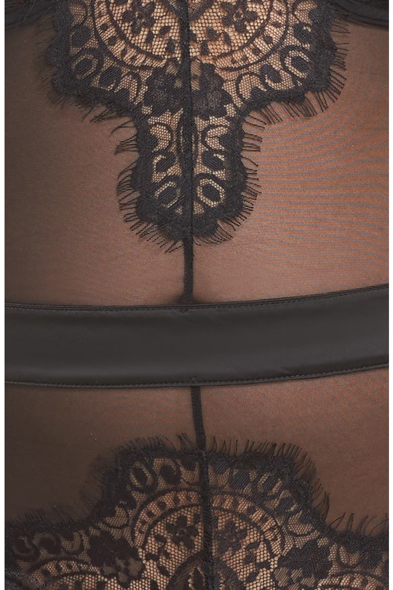 Eyelash Curves Lace Teddy, Alternate, color, BLACK