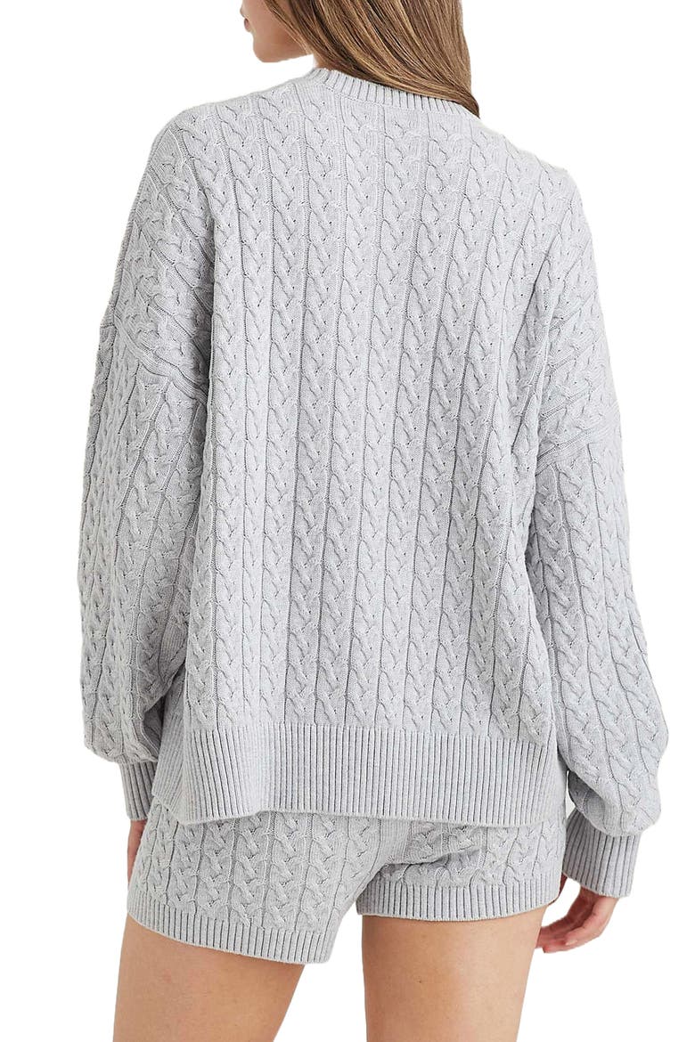 Cozy Cable Long Sleeve Pajama Top, Alternate, color, GREY
