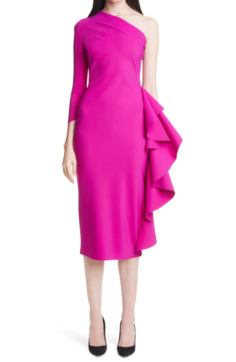 Chiara Boni La Petite Robe Sia Ruffle One-Shoulder Cocktail Dress, Main, color, 