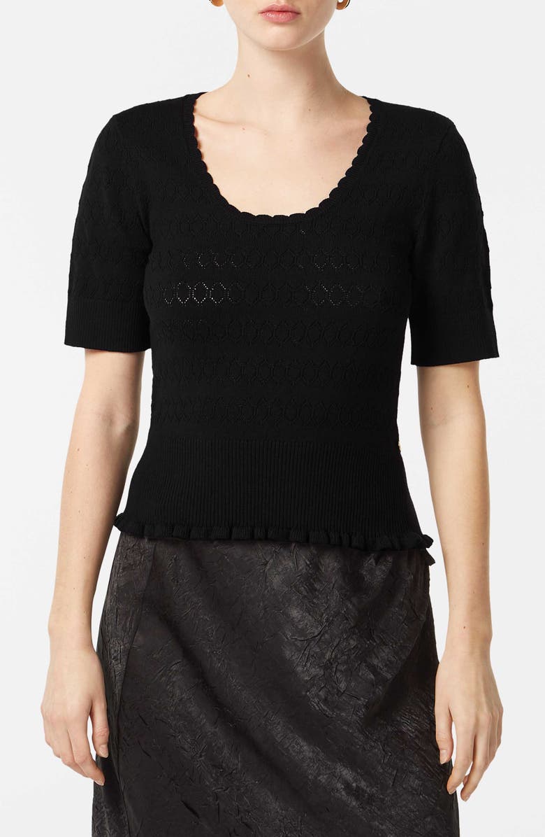 Scotch & Soda Pointelle Scoop Neck Short Sleeve Sweater, Main, color, 