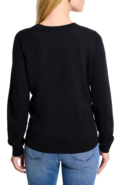 Nic + Zoe Nic+zoe Crewneck Long Sleeve Sweater In Black