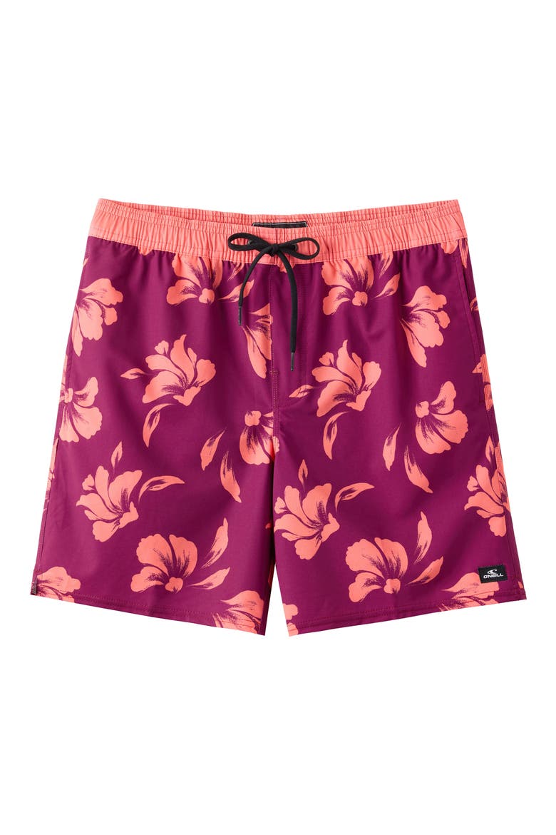 Kids' Hermosa Swim Trunks, Main, color, RASPBERRY