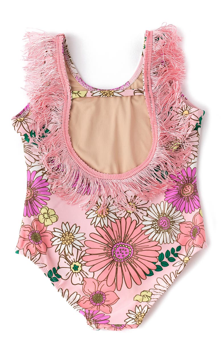Shade Critters Kids' Retro Blossom Fringe Back One-Piece Swimsuit, Alternate, color,