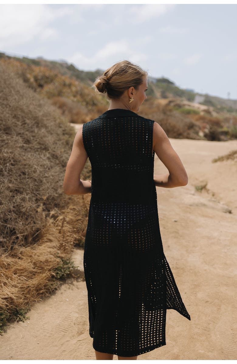 SITANO Sofia Sleeveless Shirt Dress with Slip, Alternate, color, Black