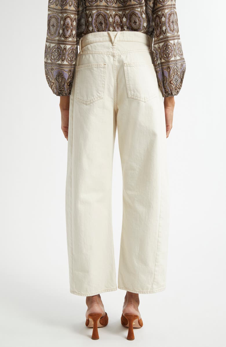 Veronica Beard Ryder Saddle Barrel Jeans, Alternate, color, Ecru