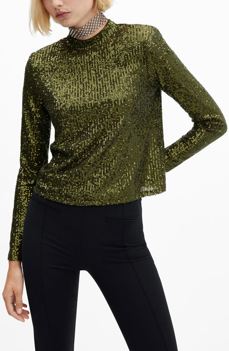 MANGO Mock Neck Sequin Top, Alternate, color, 
