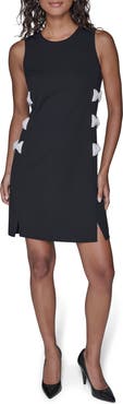 KARL LAGERFELD PARIS Rhinestone Bow Scuba Sheath Dress