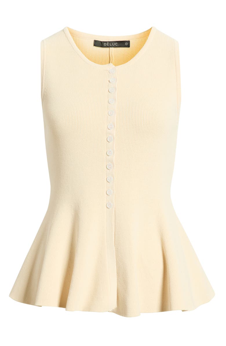 DELUC Puglia Knit Peplum Vest, Main, color, Ecru