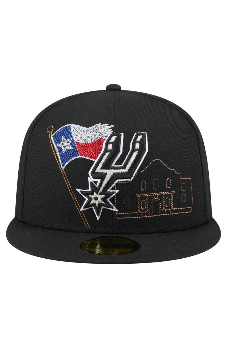 New Era Men's New Era Black San Antonio Spurs State Stitch 59FIFTY Fitted Hat, Alternate, color, 