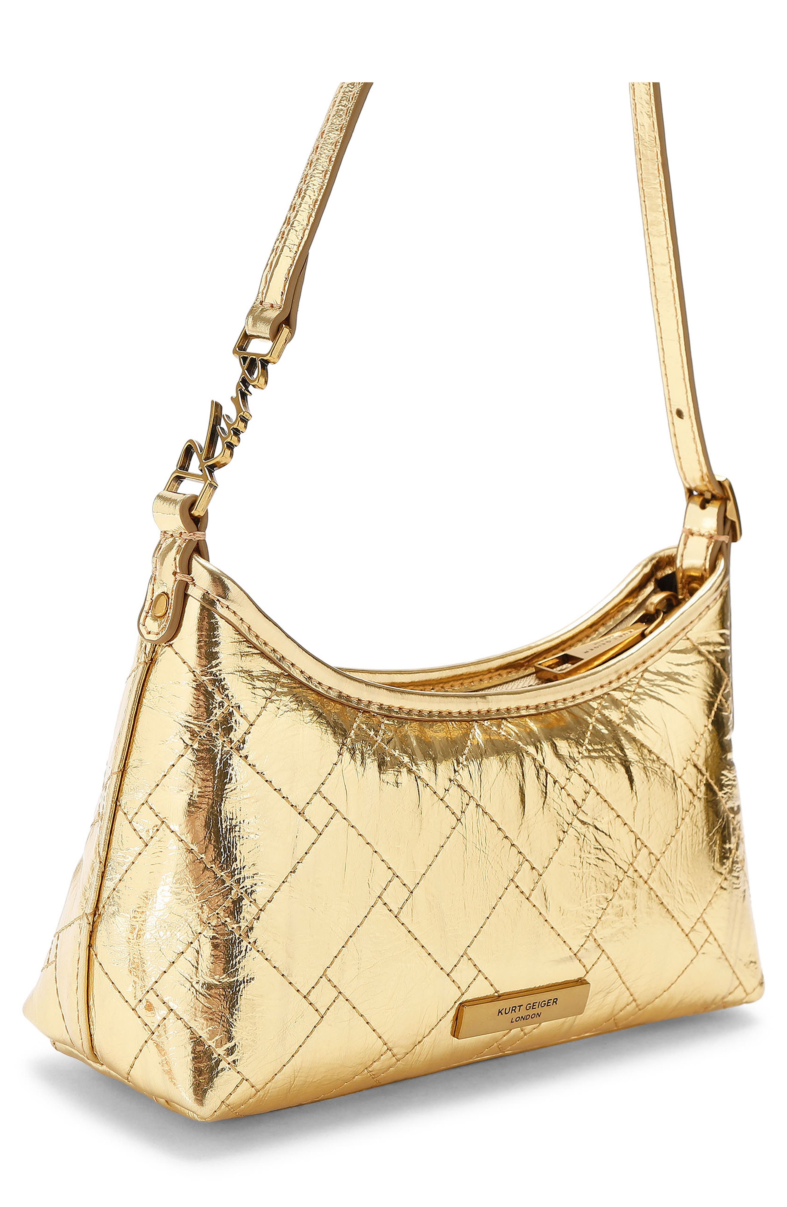 Kurt Metallic Leather Sling Bag, Alternate, color, GOLD