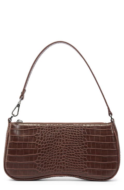 Eva Croc Embossed Faux Leather Convertible Shoulder Bag