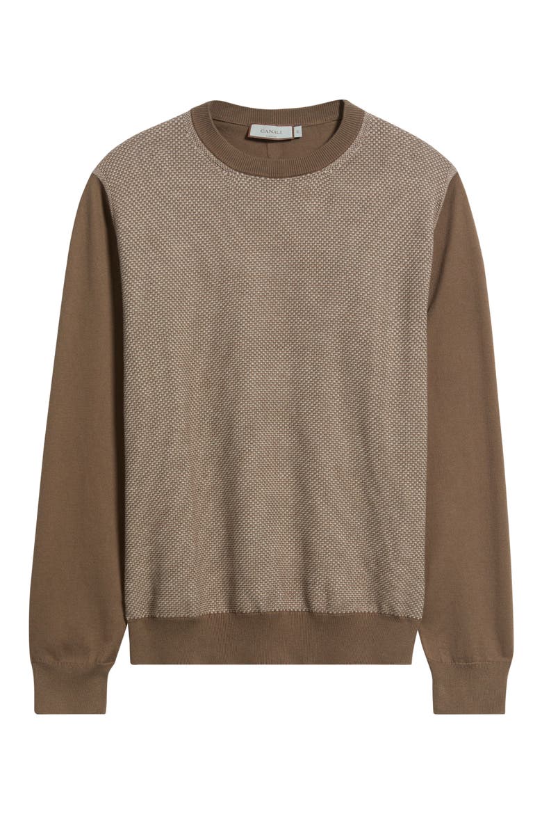 Cotton Crewneck Sweater, Alternate, color, BROWN