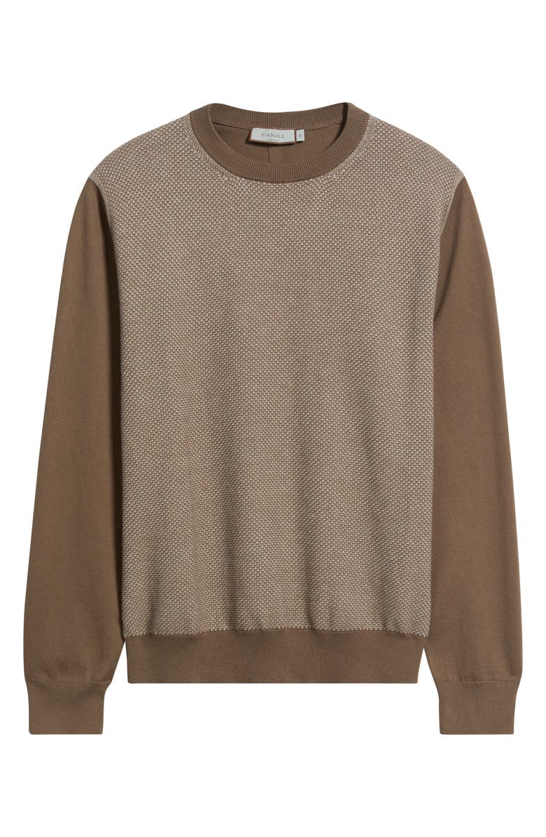 Canali Cotton Crewneck Sweater, Alternate, color, Brown