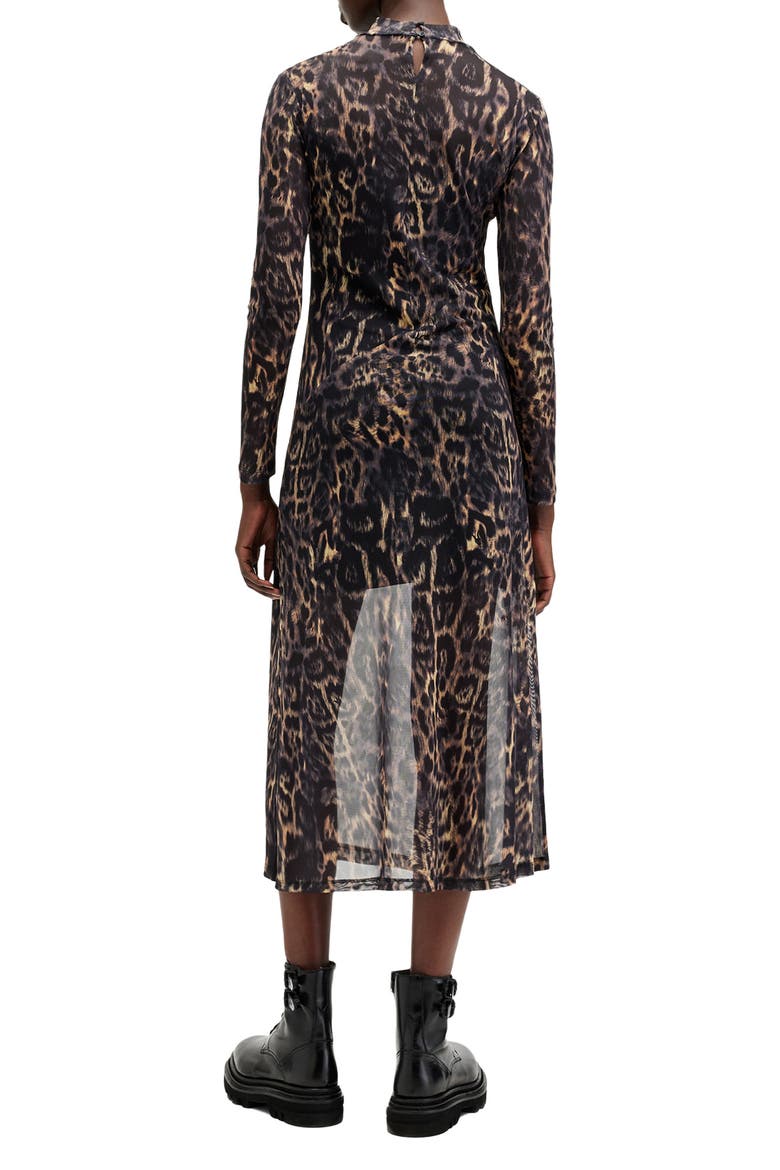 Hanna Long Sleeve Mesh Midi Dress, Alternate, color, JINX GOLDEN BROWN