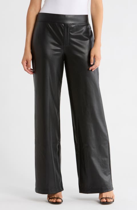 Faux Leather Wide Leg Pants
