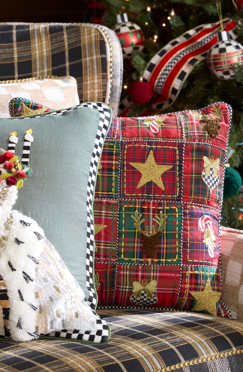 MACKENZIE CHILDS Holiday Squares Throw Pillow, Alternate, color, Red