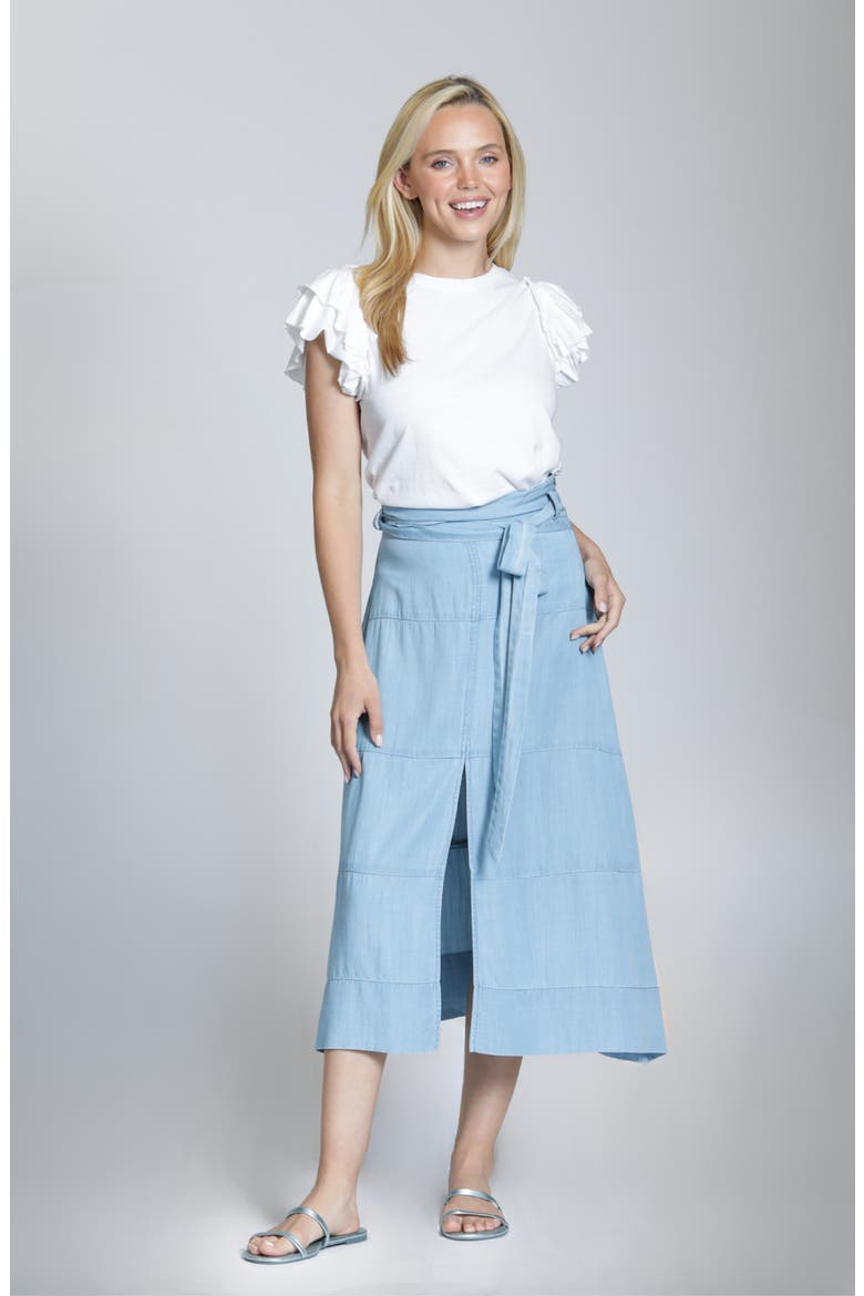 Woven A-Line Skirt, Alternate, color, LIGHT INDIGO