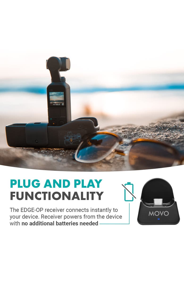 MOVO Edge-OP-Duo Dual Wireless Lavalier Microphone for Osmo Pocket 1 and 2, Alternate, color, Black