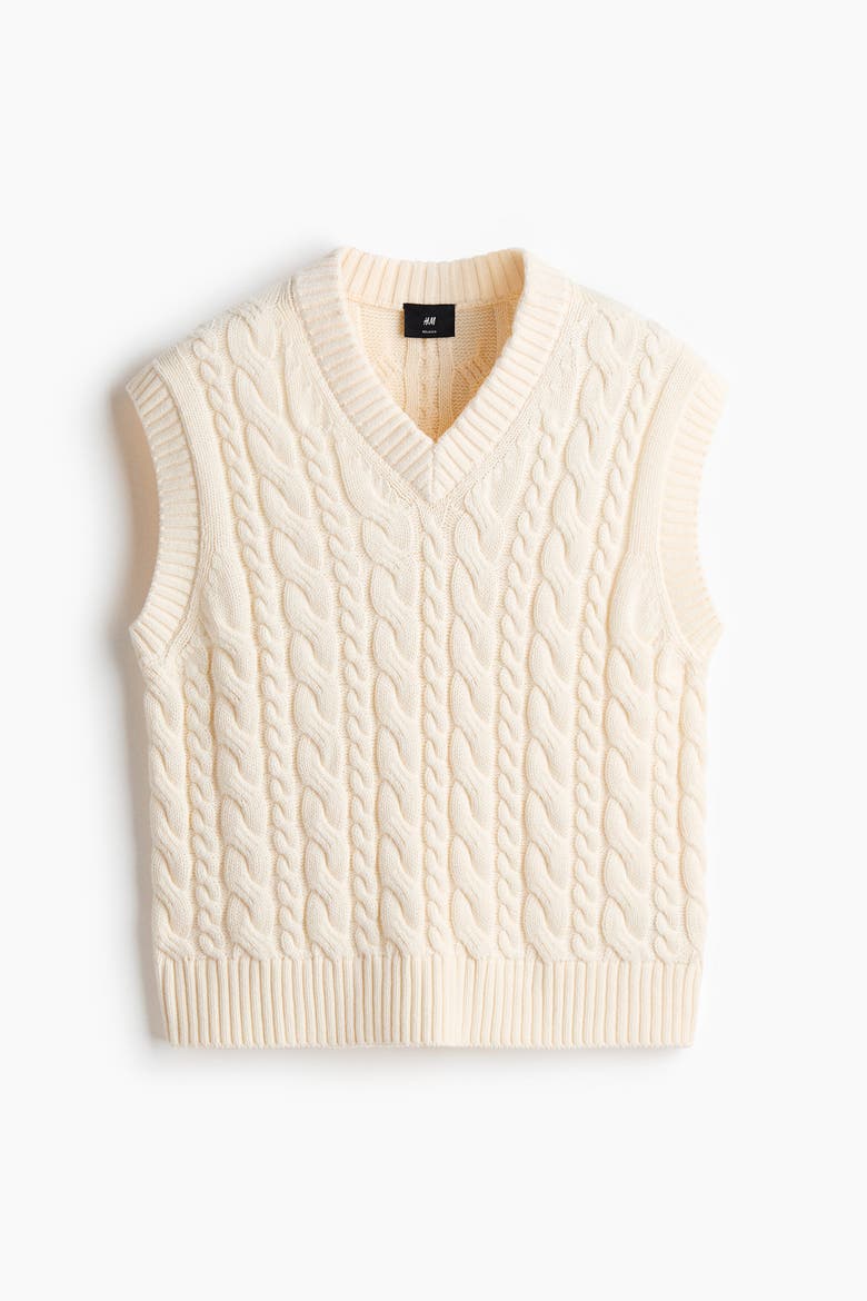 Relaxed-fit Cotton Sweater Vest, Alternate, color, Cream