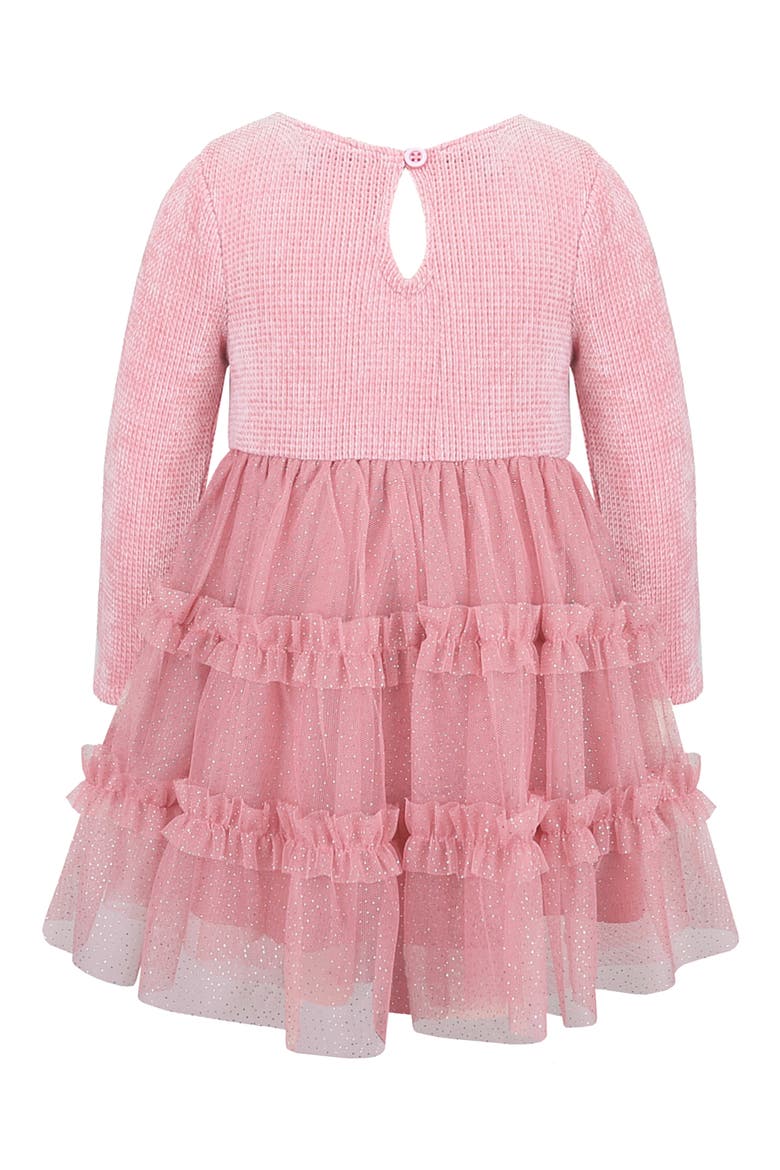 Santa Chenille Tiered Mesh Dress, Alternate, color, PINK