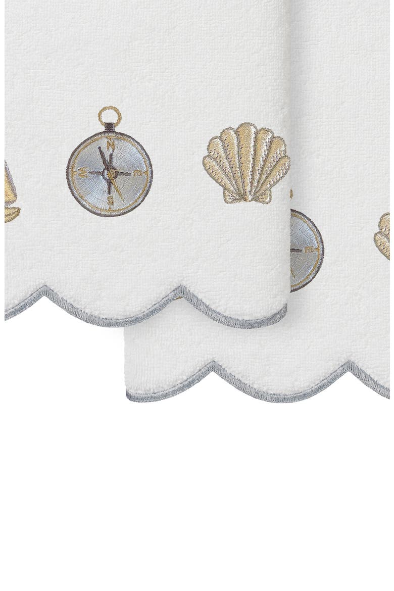 Seajoy Scallop Set of 2 Bath Towels, Alternate, color, WHITE/ GRAY