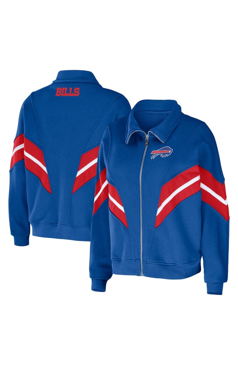 WEAR by Erin Andrews Women's WEAR by Erin Andrews Royal Buffalo Bills Plus Size Yarn Dye Stripe Full-Zip Jacket, Main, color, 