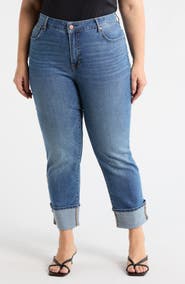 Seven7 High Waist Straight Leg Cuffed Hem Jeans
