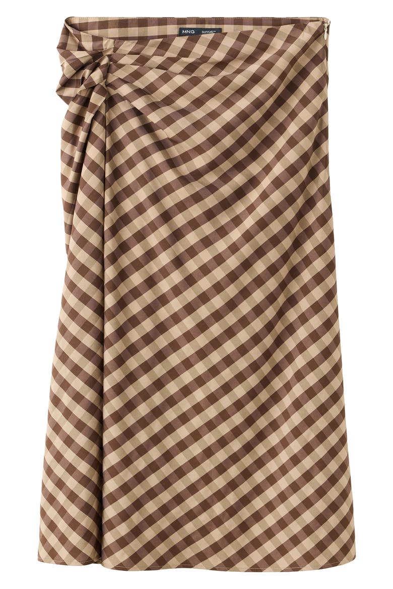 Gingham Midi Skirt, Alternate, color, CHOCOLATE