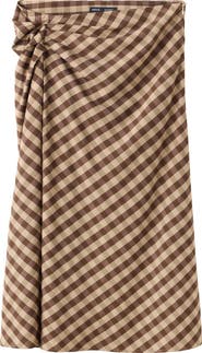 MANGO Gingham Midi Skirt