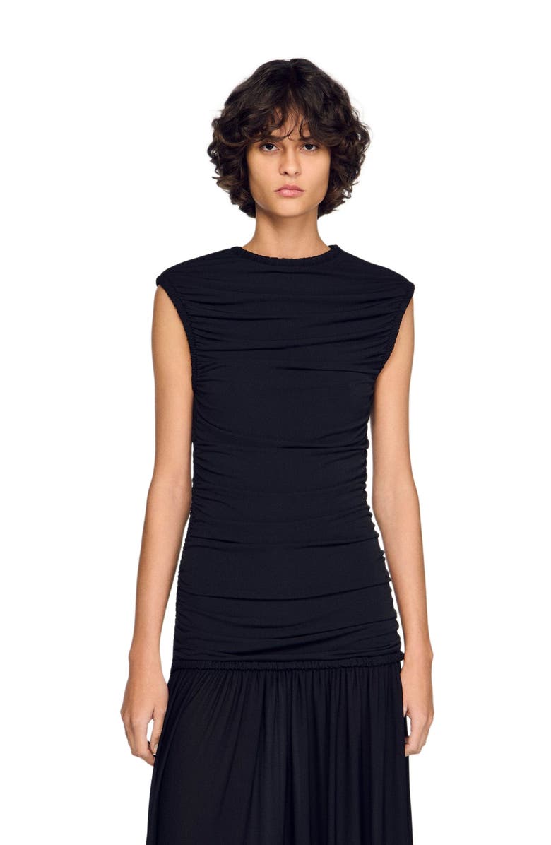 SANDRO Draped maxi dress, Alternate, color, Black