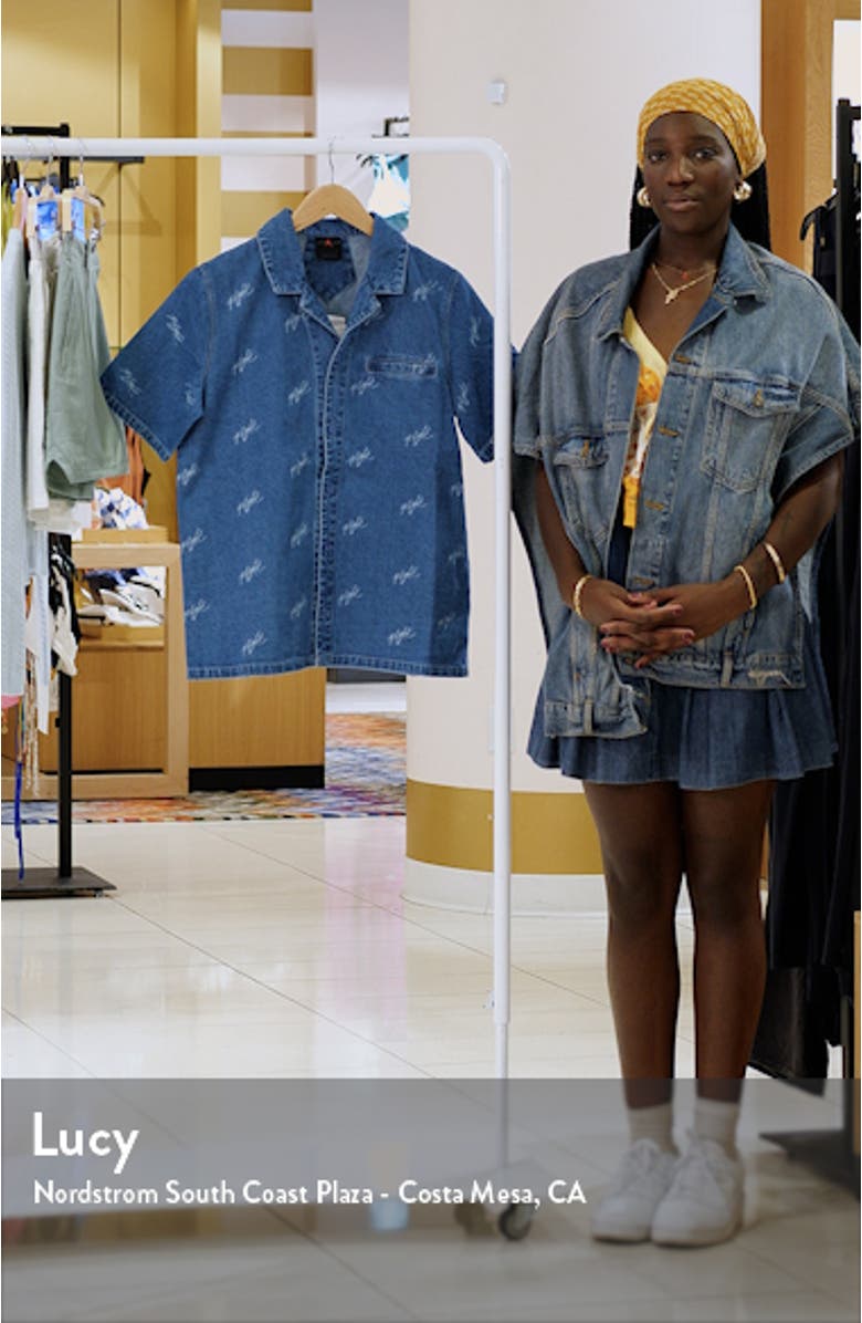 Short Sleeve Denim Button-Up Shirt, sales video thumbnail