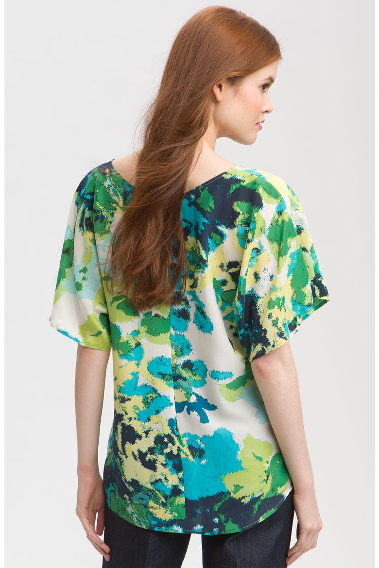 Relaxed V-Neck Top, Alternate, color, FLORAL AQUA COMBO