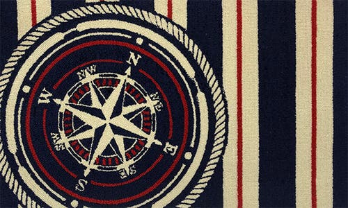 R16 Home Nautical Compass Doormat In Blue Red White