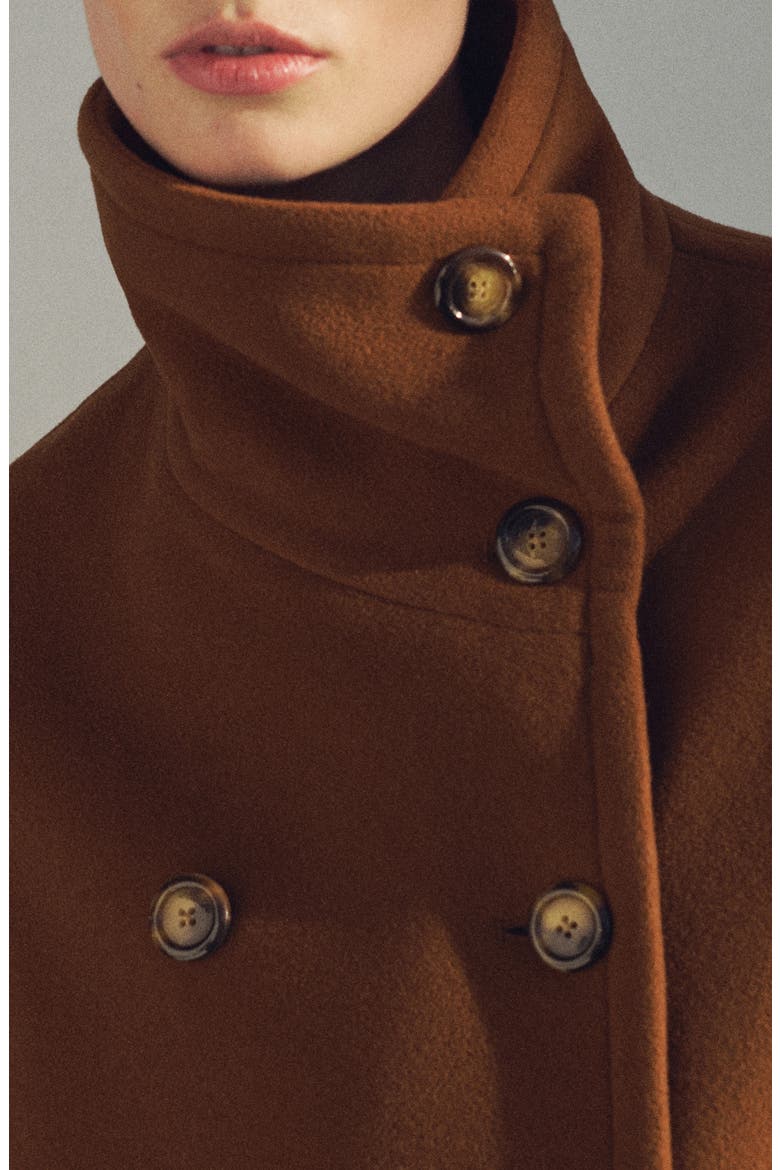 Double Breasted Wool Blend Jacket, Alternate, color, BROWN