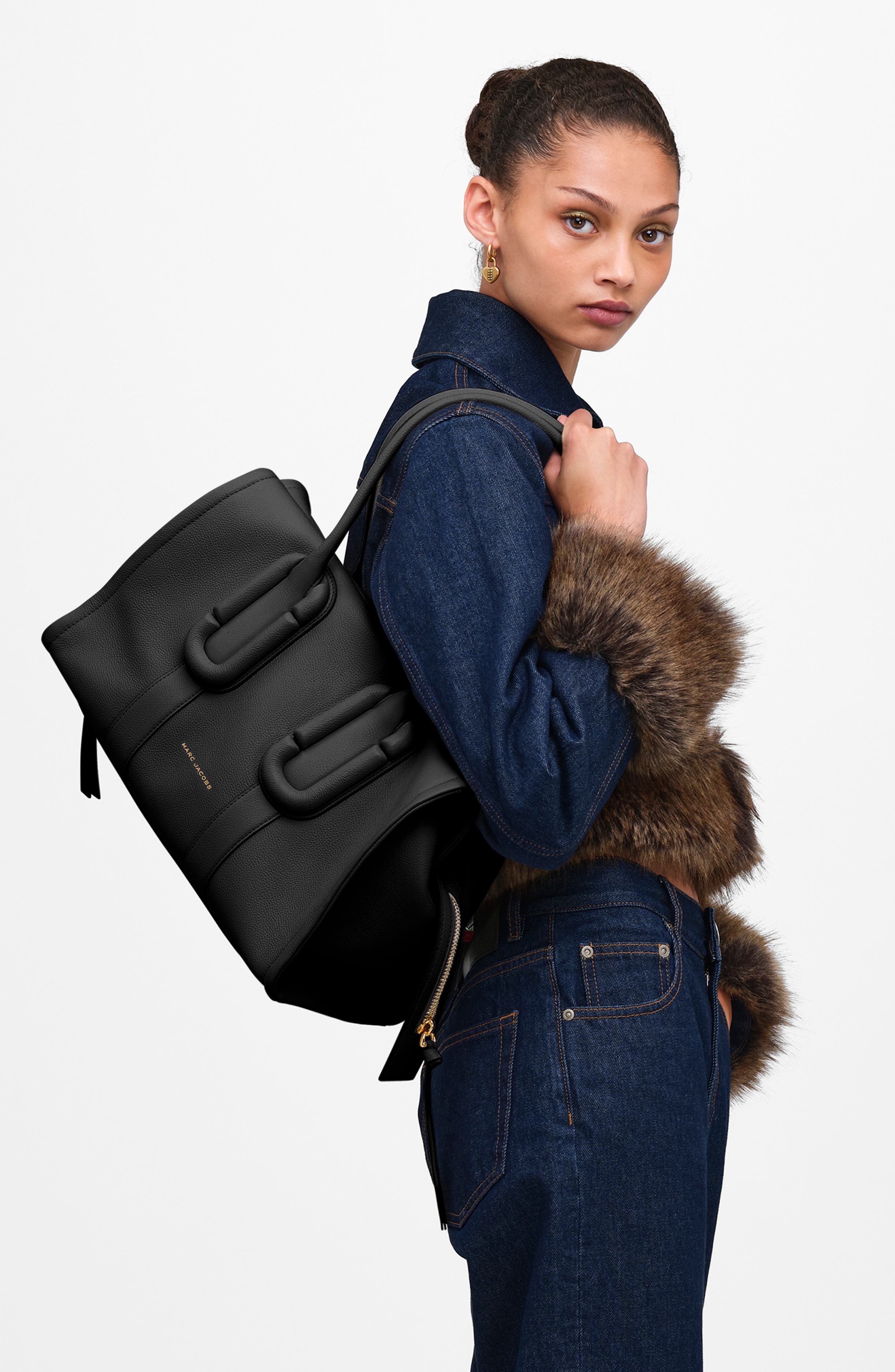 Babe City Leather Tote, Alternate, color, BLACK