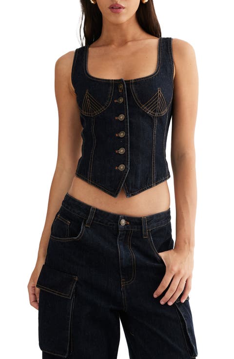 After Hours Denim Corset Top