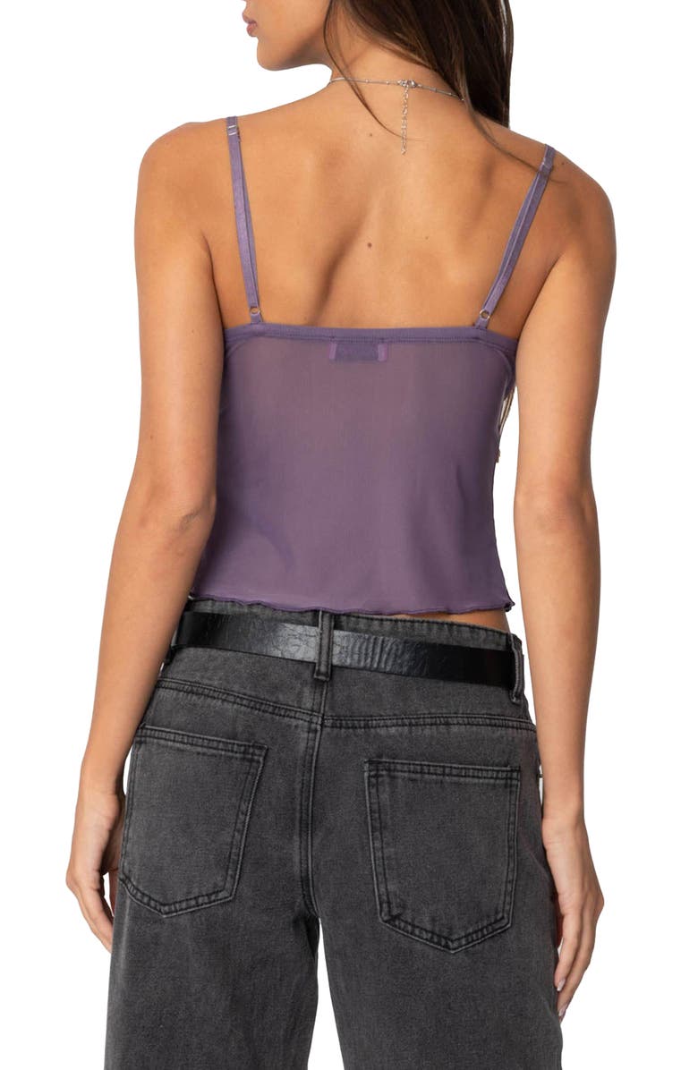 EDIKTED Serafina Sheer Mesh Camisole, Alternate, color, Purple