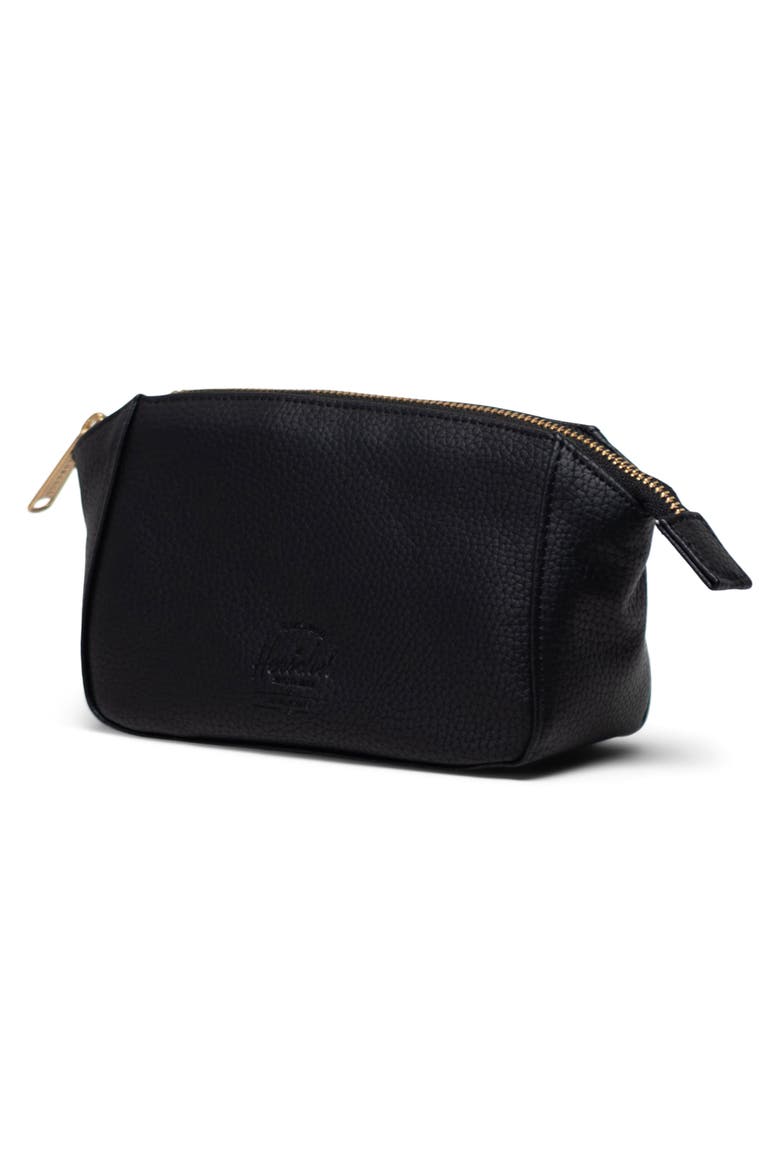 Small Milan Faux Leather Toiletry Bag, Alternate, color, BLACK