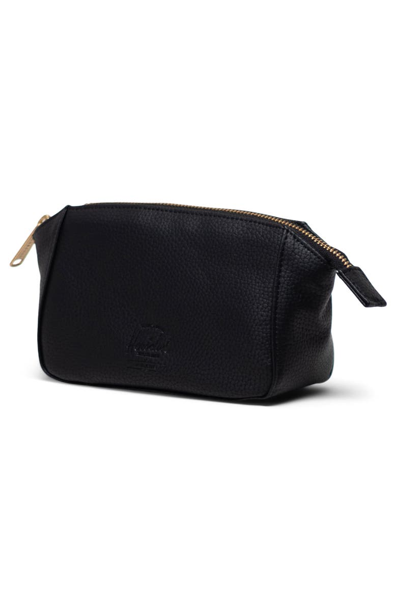 Herschel Supply Co. Small Milan Faux Leather Toiletry Bag, Alternate, color, Black