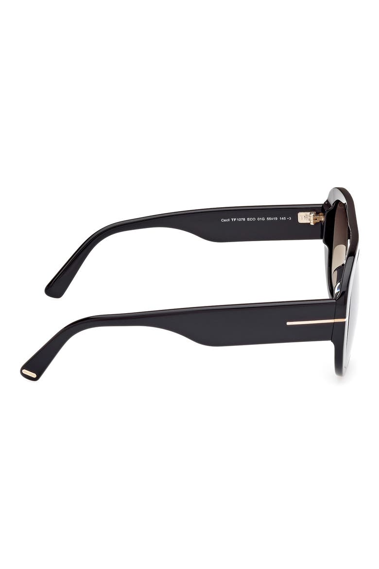 Cecil 55mm Pilot Sunglasses, Alternate, color, SHINY BLACK / BROWN MIRROR