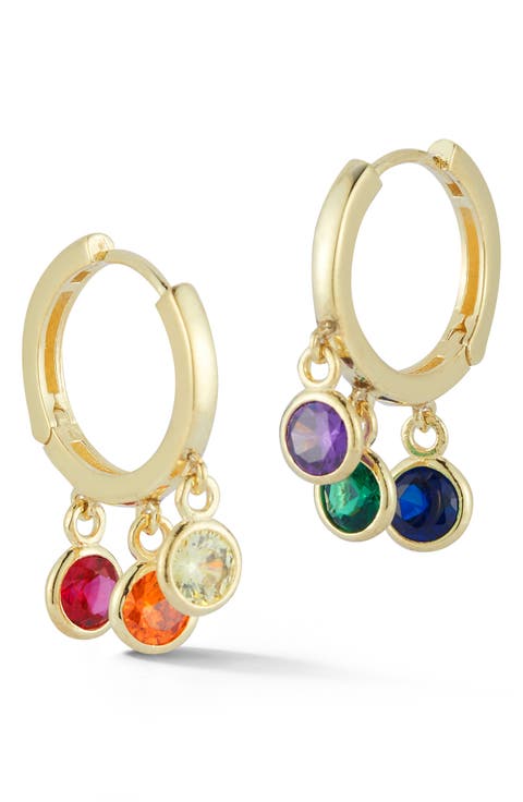 Bezel Set CZ Hoop Earrings