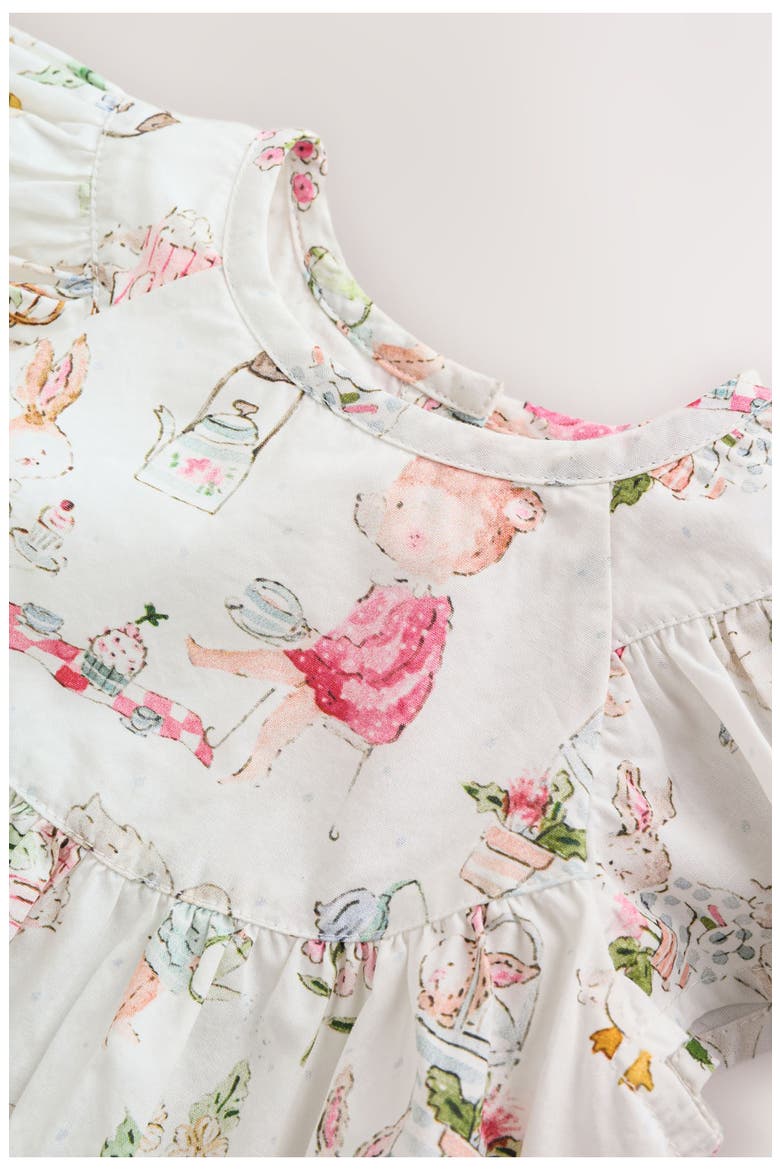 Kids' Flutter Sleeve Cotton Dress & Bloomers Set, Alternate, color, WHITE