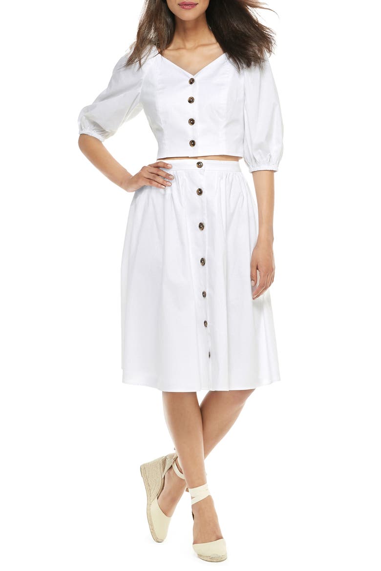 India Button-Up Two-Piece Dress, Main, color, WHITE