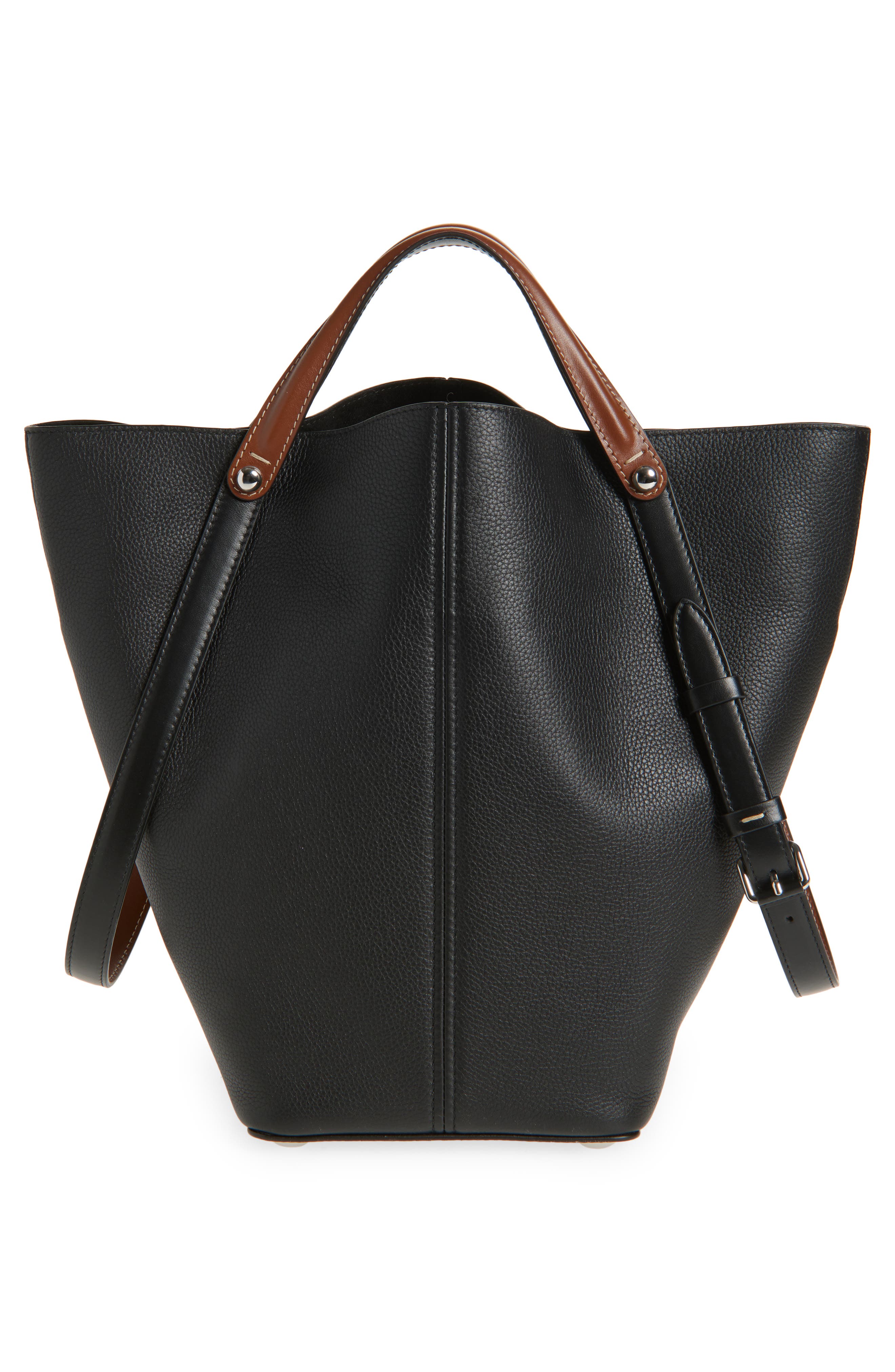 Maison Margiela Medium Dress-age Leather Tote, Alternate, color, Black/ Chestnut/ Black