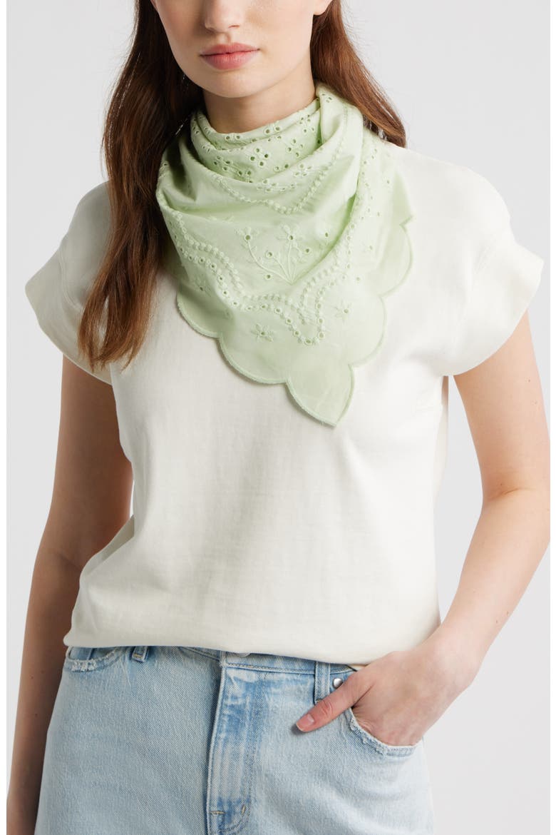 Eyelet Embroidered Bandana, Main, color, MINT