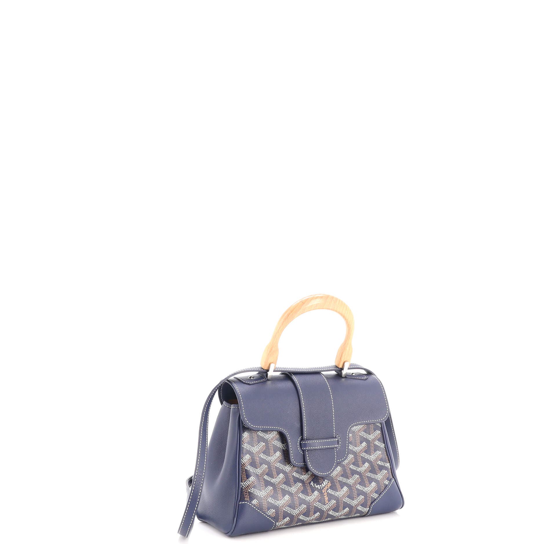 Saigon Top Handle Bag Coated Canvas with Leather Mini, Alternate, color, Blue