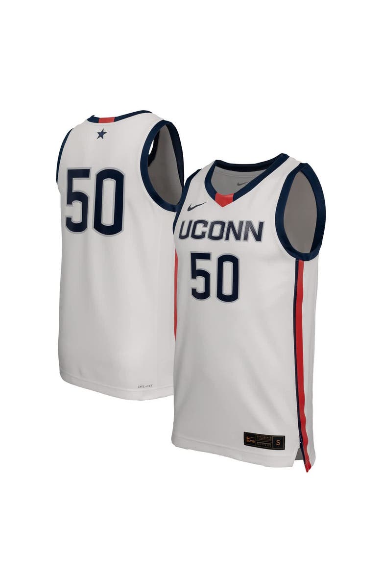 Men's Nike White UConn Huskies Replica Basketball Jersey, Main, color, White