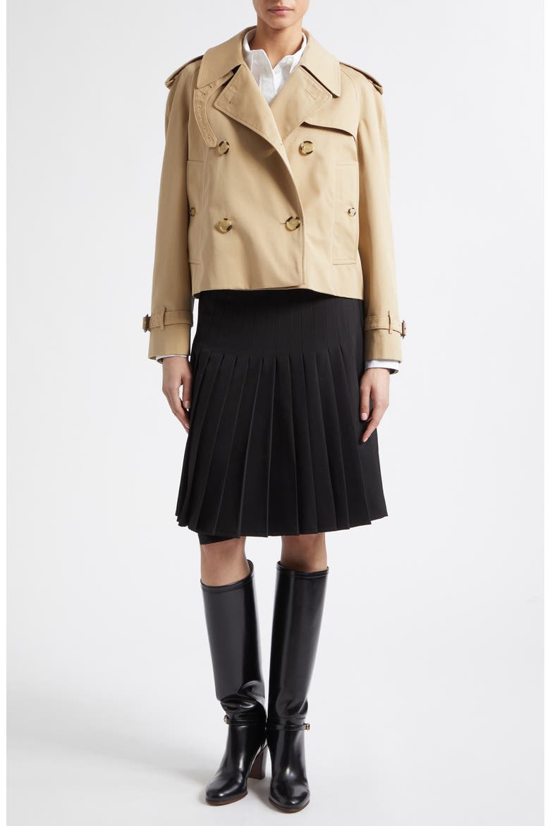Haltye Cotton Gabardine Crop Trench Jacket, Alternate, color, HONEY